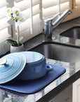 White Magic Microfibre Dish Drying Mat Denim Blue - KITCHEN - Dish Racks and Mats - Soko and Co