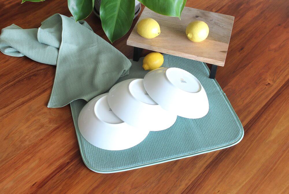 White Magic Microfibre Dish Drying Mat Olive Green - KITCHEN - Dish Racks and Mats - Soko and Co
