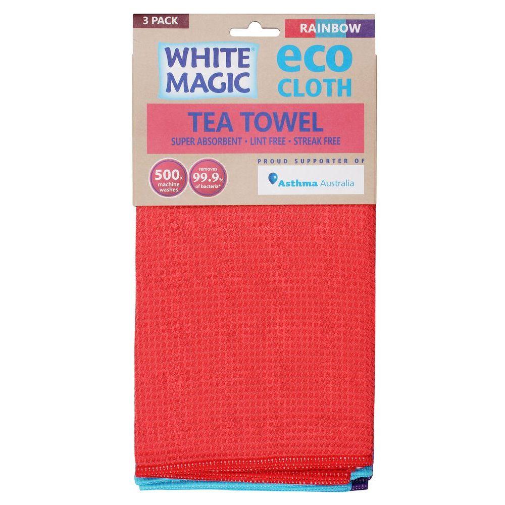 White Magic Microfibre Tea Towels 3 Pack Rainbow - KITCHEN - Sink - Soko and Co