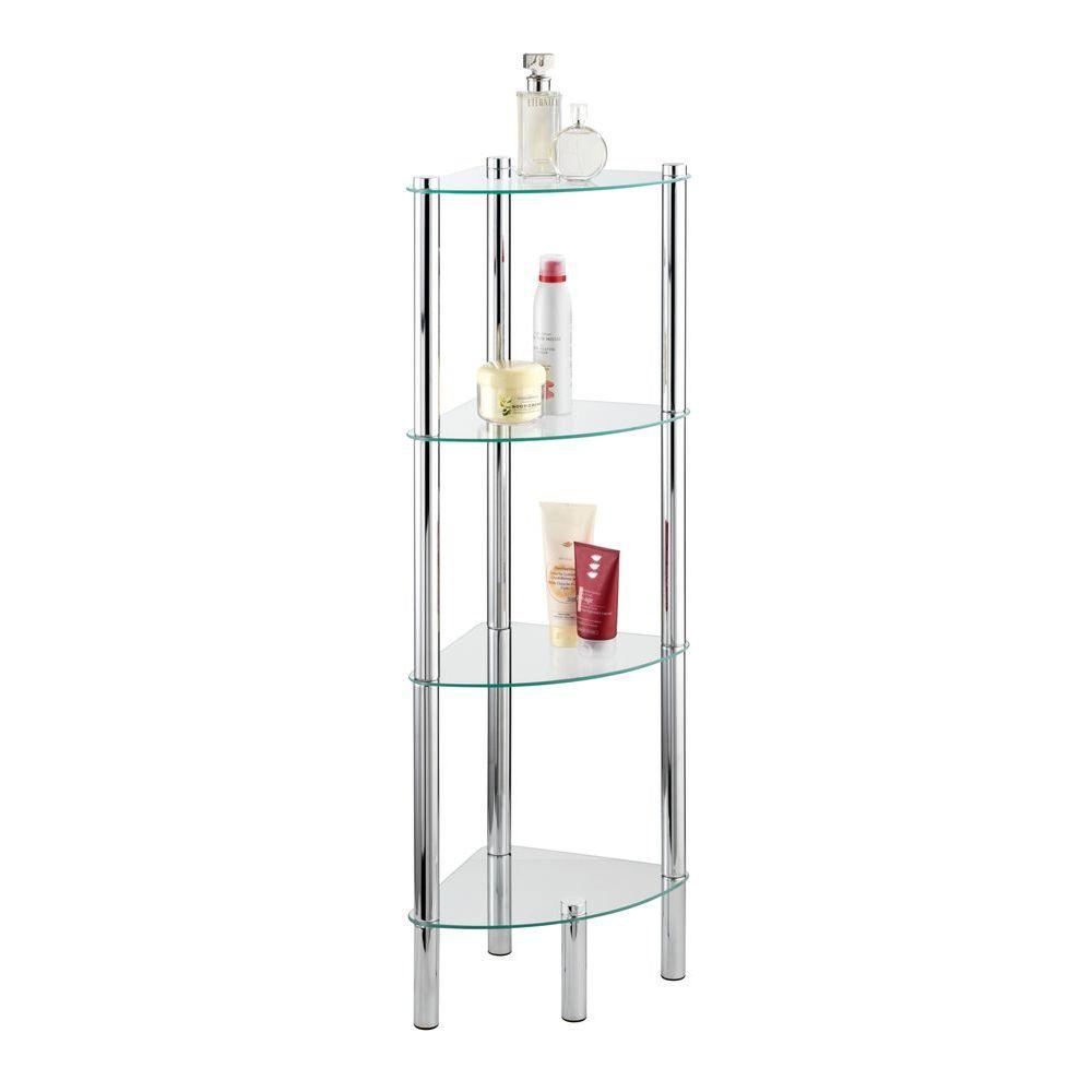 Yago 4 Tier Glass Corner Shelving Unit - HOME STORAGE - Shelves and Cabinets - Soko and Co